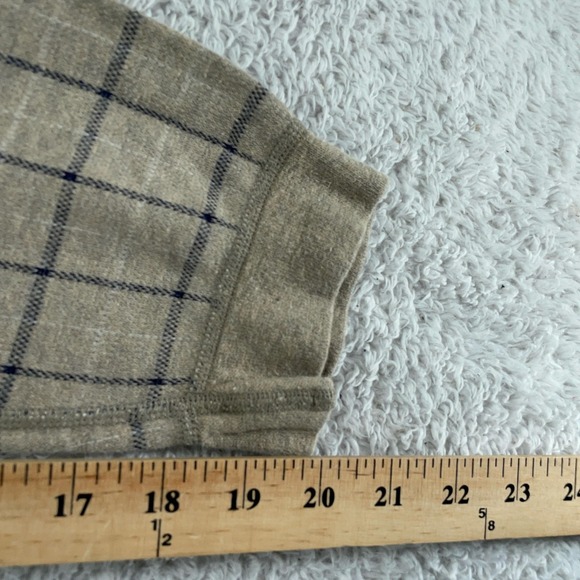 L.L. Bean Henley Shirt Mens Large Gray Windowpane Thermal Long Sleeve Made USA - Picture 6 of 7